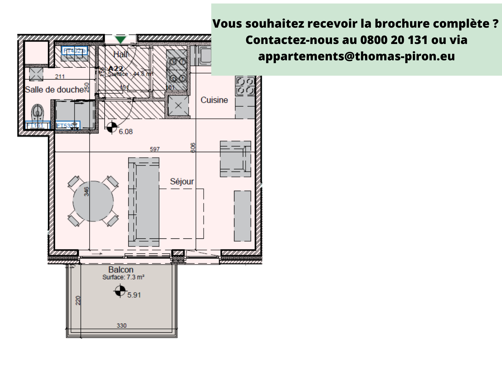 Appartement à vendre à Hannut 4280 185000.00€  chambres 44.80m² - annonce 77047