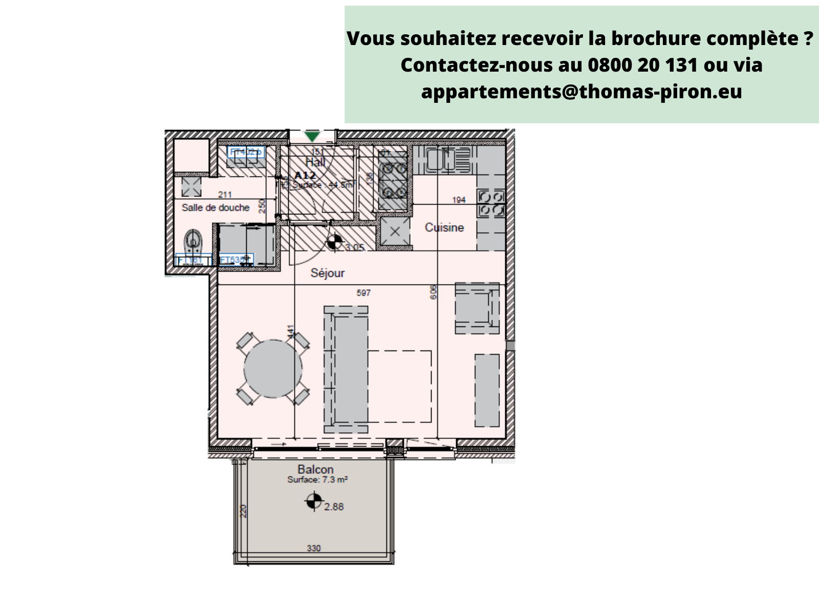 Appartement à vendre à Hannut 4280 175000.00€  chambres 44.80m² - annonce 77802