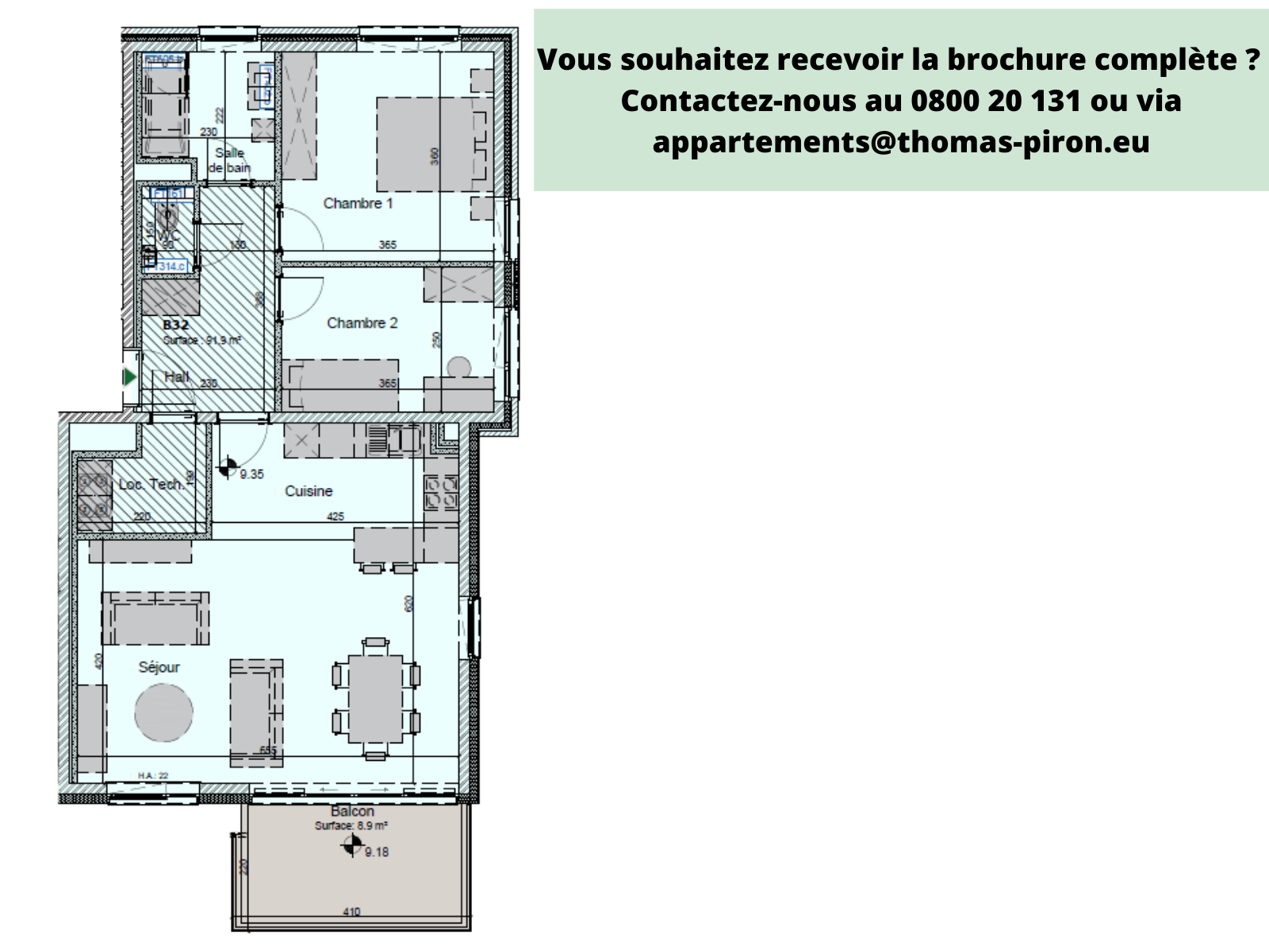 Appartement à vendre à Hannut 4280 355000.00€ 2 chambres 91.90m² - annonce 76329