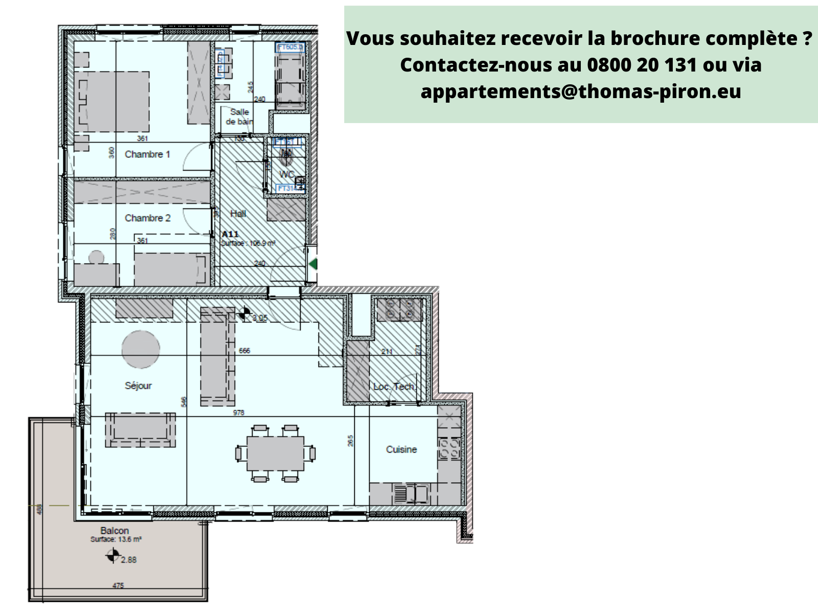 Appartement à vendre à Hannut 4280 405000.00€ 2 chambres 406.90m² - annonce 77546