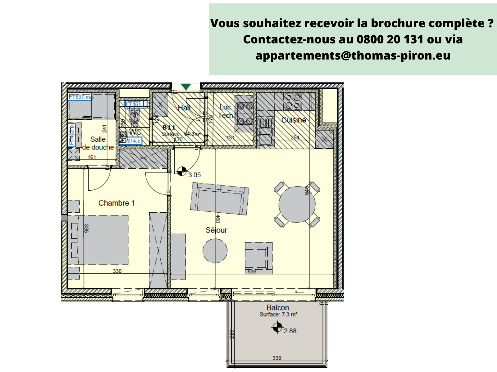 Appartement à vendre à Hannut 4280 245000.00€ 1 chambres 64.30m² - annonce 77043