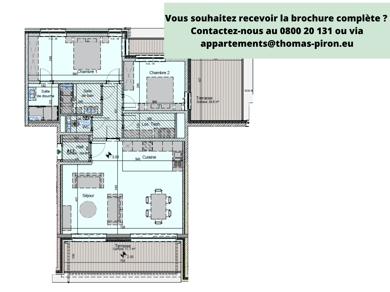 Appartement à vendre à Hannut 4280 385000.00€ 2 chambres 104.80m² - annonce 77801