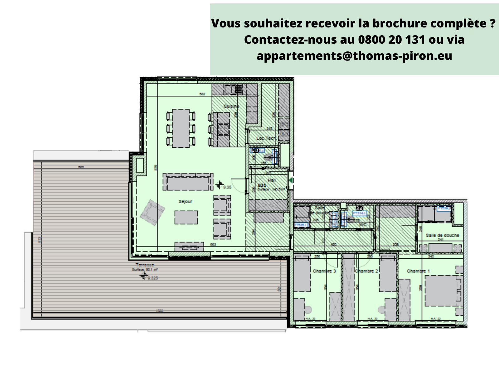 Appartement à vendre à Hannut 4280 595000.00€ 3 chambres 140.50m² - annonce 76330