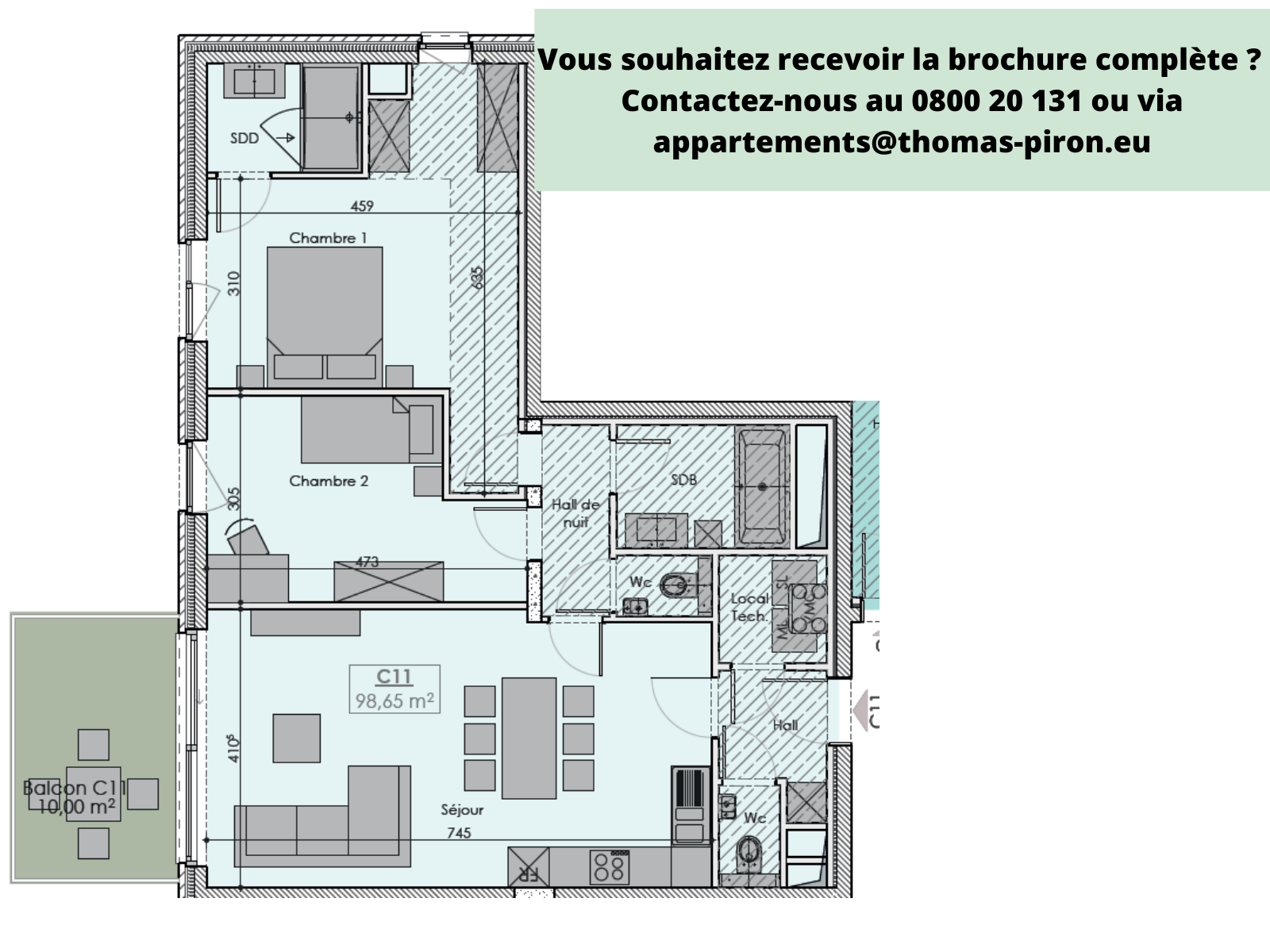 Appartement à vendre à Beaufays 4052 386000.00€ 2 chambres 99.00m² - annonce 108043